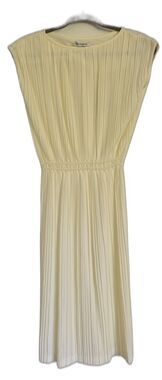 Neusteters Vintage Mini Dress XS Cream Empire Waist Pleated 70s Boho Retro Sun